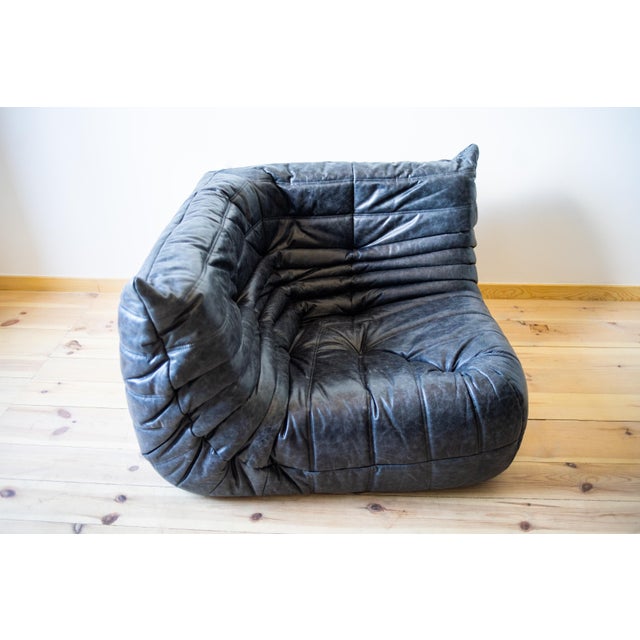 Black Togo Living Room Set in Dubai Leather by Michel Ducaroy for Ligne Roset, Set of 5 For Sale - Image 16 of 18