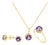 10K Yellow Gold Purple Amethyst and 3/8 Cttw Diamond Halo Jewelry Set (Earrings, Pendant & Ring) For Sale
