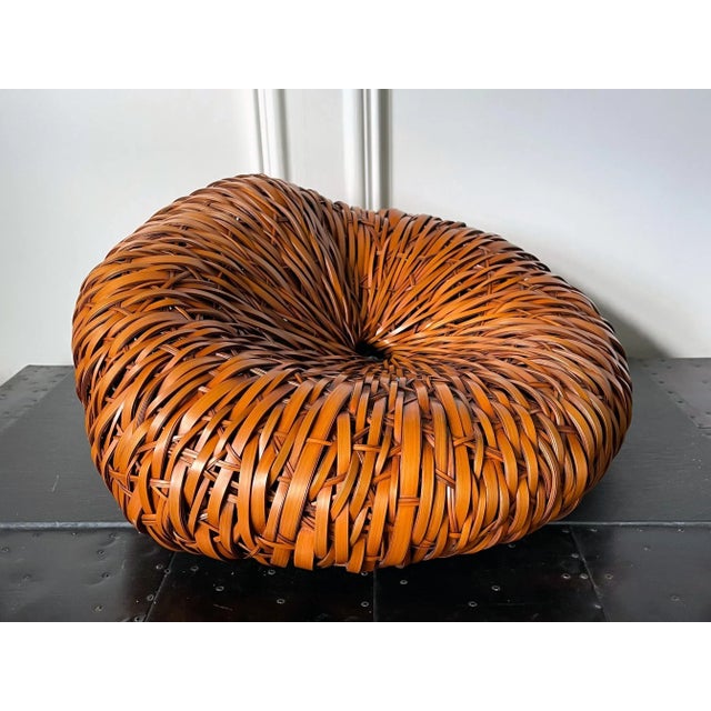 A contemporary hand-woven bamboo sculpture in an organic form by Japanese bamboo artist Mimura Chikuho (1973-). Named...
