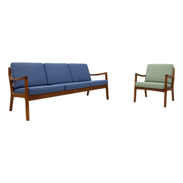 Vintage Senator Sofa and Chair by Ole Wanscher for Cado, 1960s, Set of 2 For Sale