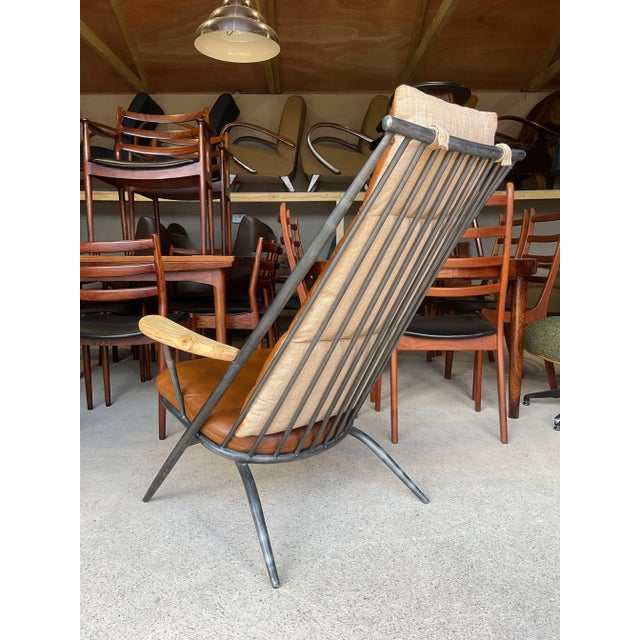 Tan Accent Chair in Tan Leather For Sale - Image 8 of 18