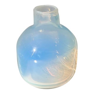 Italian Opaline Blown Murano Art Glass Flower Vase Mid-Century Modern For Sale
