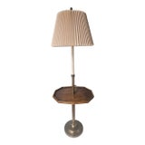 Vintage Mid Century Walnut Floor Lamp With Table - Stiffel For Sale
