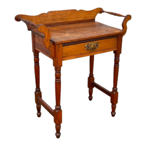 Antique Wood Washstand Side Table With Single Drawer