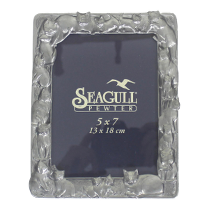 Vintage Pewter Cat Picture Frame 5 X 7 Large Seagull Canada Easel Table Top Photograph Portrait Rectangular Photo Pf230