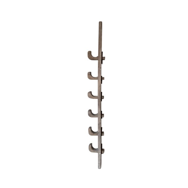 Antique English Oak Stable Harness Rack with Six Wooden Hooks, 1800s For Sale - Image 5 of 9