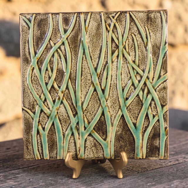 The Vintage Fortunata Wall Hanging Italian Majolica Ceramic Trivet Tile #3 is a unique and handmade piece that adds a...