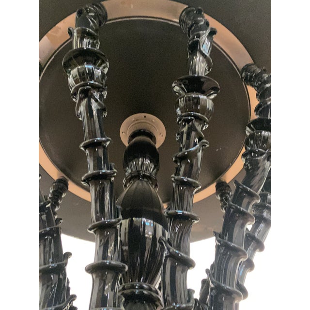 Italian 1980s Italian Venetian Black "Rezzonico" and Silver Murano Glass Style Big Table For Sale - Image 3 of 12