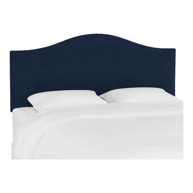 Twin Camelback Headboard in Velvet Ink For Sale
