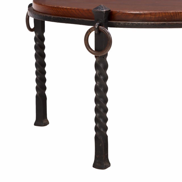 Brutalist French Brutalist Oak and Iron Coffee Table, C. 1960 For Sale - Image 3 of 7
