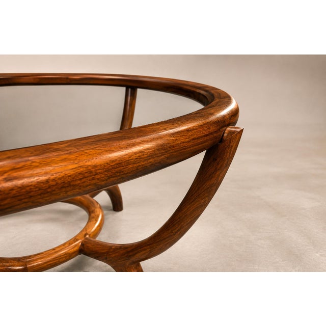 Round Coffee Table in Caviúna Wood & Glass by Giuseppe Scapinelli, Brazil, 1950s For Sale - Image 9 of 18