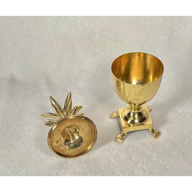 Vintage Mid-Century Hollywood Regency Solid Brass Pineapple Lidded Urn/Ginger Jar For Sale - Image 4 of 12