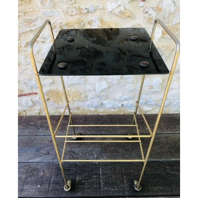 Mid-Century Vintage Brass and Glass Side Table with Shelf and Magazine Rack, 1960s For Sale - Image 14 of 18