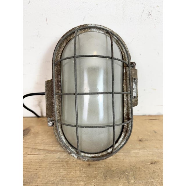 Industrial Grey Rusty Cast Iron Wall Light from Elektrosvit, 1960s For Sale - Image 12 of 16