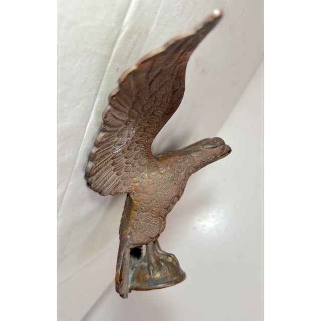 Bronze Antique Solid Brass Bronze Open Winged American Eagle Bird Heavy Flag Finial For Sale - Image 8 of 13