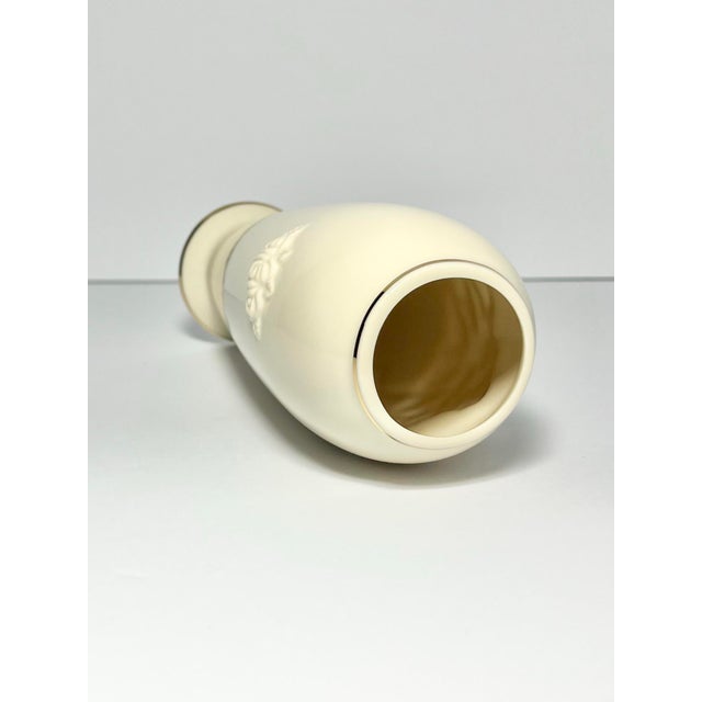 Ceramic 1980s Vintage Lenox Bone China Ivory & Gold Rim “Rose” Bud Vase For Sale - Image 7 of 9