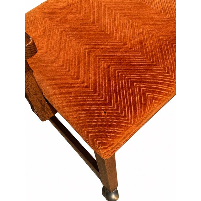 1970's Bernhardt Mid Century Modern Burnt Orange Velvet Rolling Dining Chairs - Set of 4 For Sale - Image 10 of 11