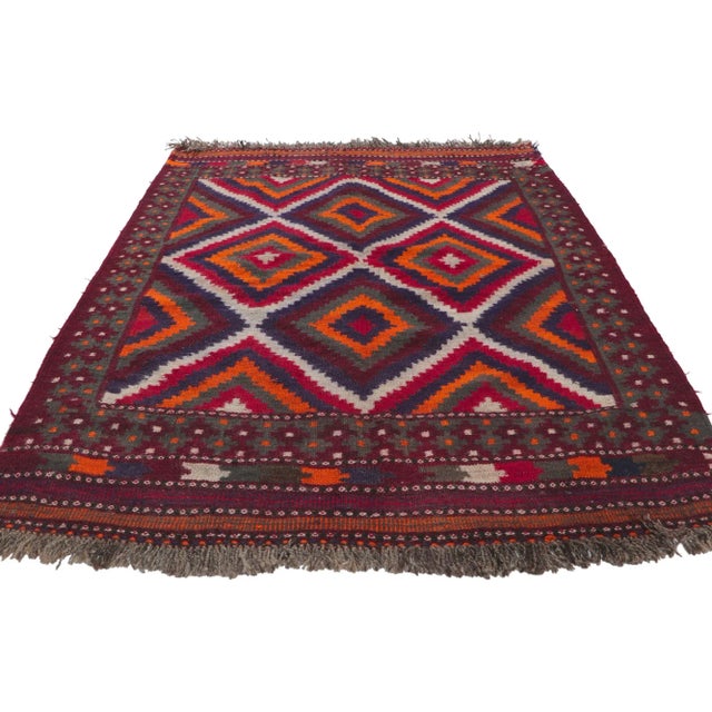 Tribal Late 20th Century Vintage Persian Shiraz Kilim Rug, 03'08 X 05'07 For Sale - Image 3 of 8