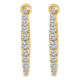 10K Yellow Gold 1/4 Cttw Lab Grown Diamond Heart Shaped Huggy Hoop Earrings For Sale