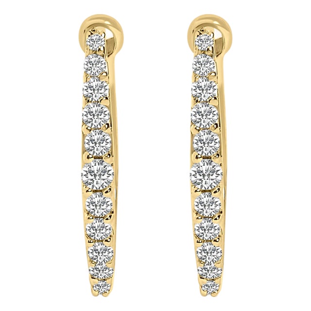 10K Yellow Gold 1/4 Cttw Lab Grown Diamond Heart Shaped Huggy Hoop Earrings For Sale