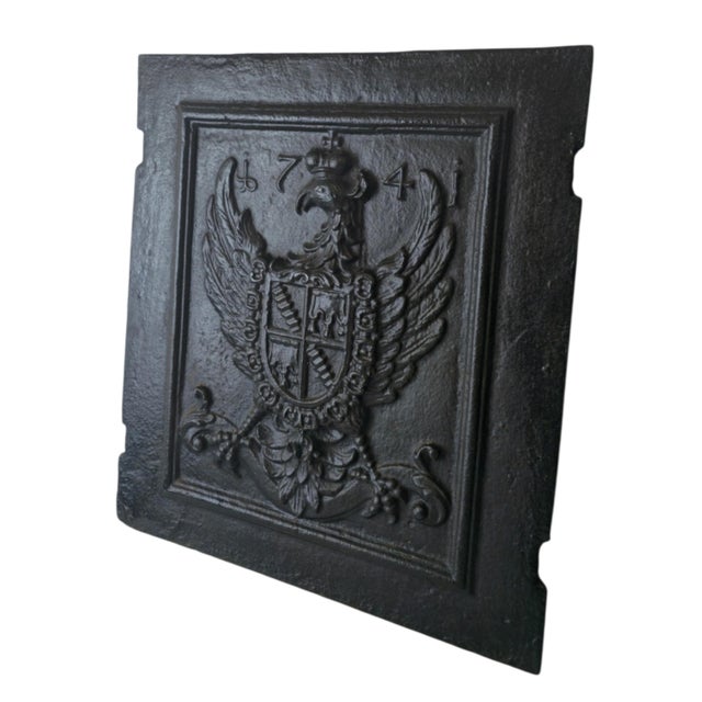 Baroque German Cast Iron Stove Plate with Crowned Eagle Arms, 1741 For Sale - Image 3 of 6