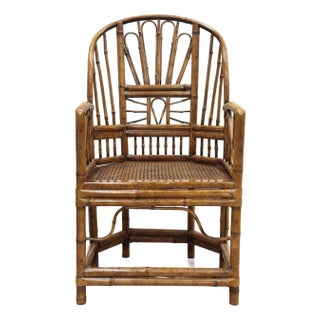 Vintage Brighton Pavilion Style Burnt Bamboo Chair For Sale