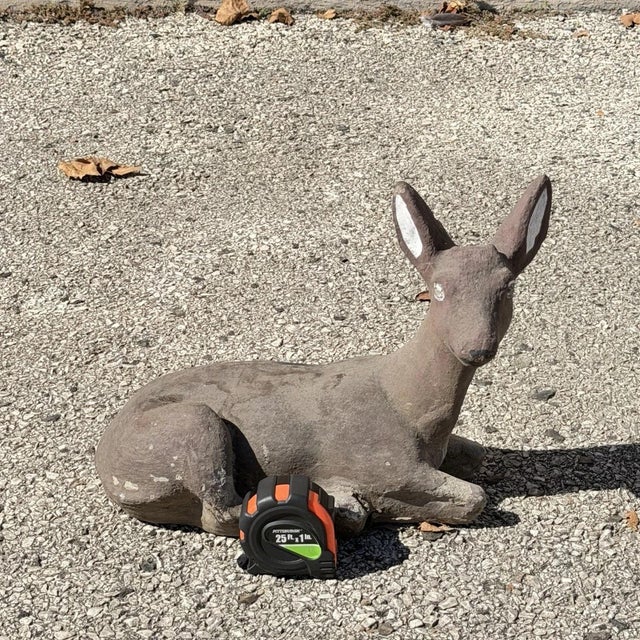 Vintage Reclining Fawn Seated Deer Small 16" Cement Concrete Stone Garden Statue For Sale - Image 15 of 15