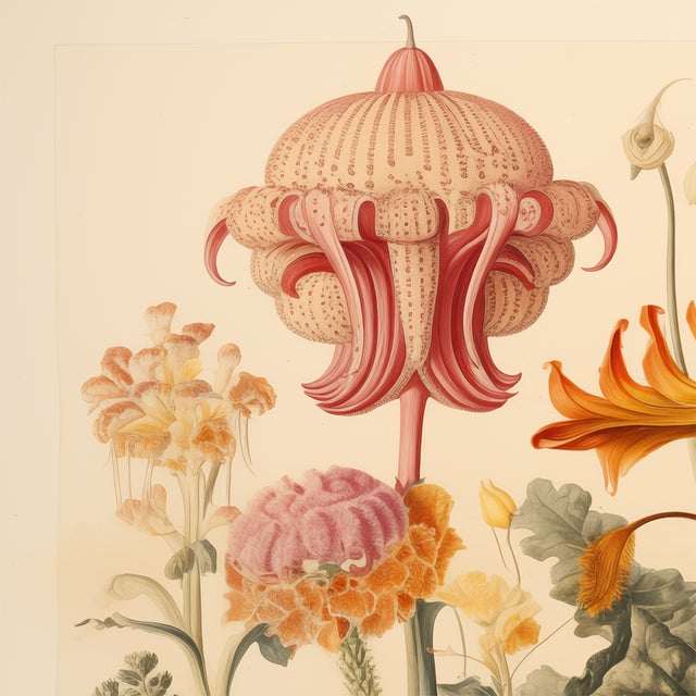 Rustic European 19" X 13" 'Garden Flowers' Botanical Print, 'Hortus Floridus' Style, Unframed For Sale - Image 3 of 7