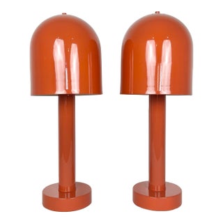 Vintage Metal Dome Lamps- A Pair For Sale