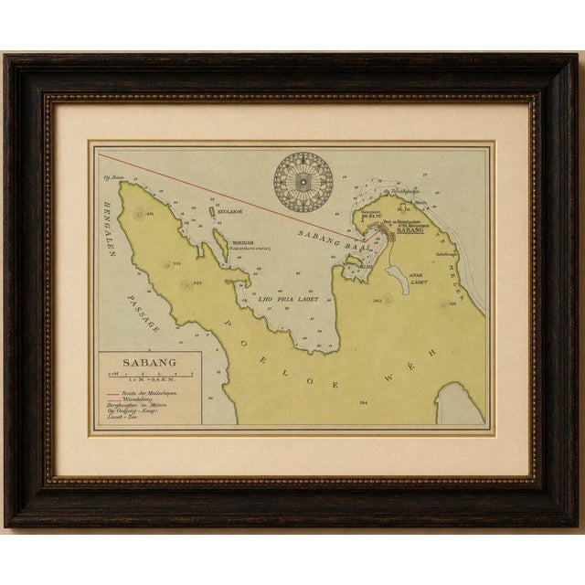 This finely detailed antique Dutch map depicts the island of Poeloe Weh (Pulau Weh) and the strategically important harbor...