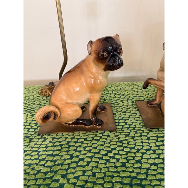 Ceramic Pair Meissen Porcelain Pug Dogs & One With Child For Sale - Image 7 of 11