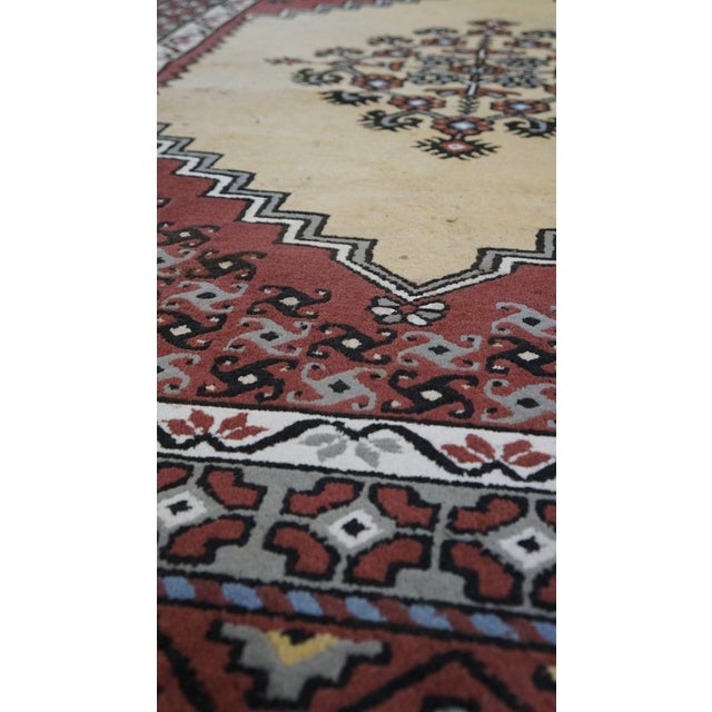 Textile Vintage Wool Rug Mainly Purple and Yellow Shades For Sale - Image 7 of 9