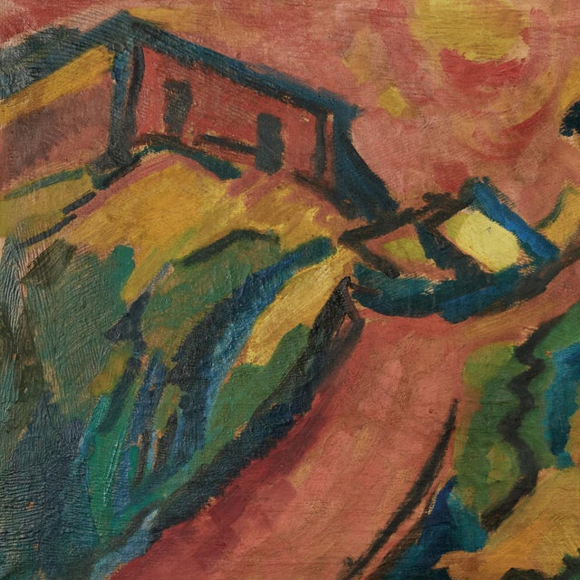 1930s Expressionist Painting of a Landscape Signed Peters For Sale - Image 5 of 12