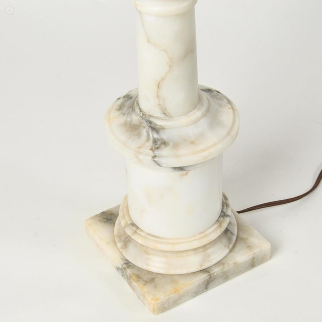 Alabaster Vintage Marble Column Lamp Italian Neoclassical Statement Lamp For Sale - Image 8 of 15