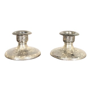 Roycroft Arts & Crafts Silver Finished Copper Candlesticks, Pair For Sale