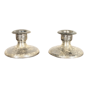 Roycroft Arts & Crafts Silver Finished Copper Candlesticks, Pair