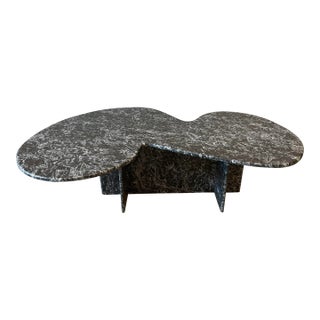 1970s Vintage Custom Made Black and White Marble Coffee Table Nero Marquina For Sale