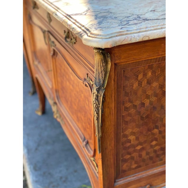 Early 20th Century Pair of Singed Linke Bronze Mounted Parquetry Commodes, Francois Linke, Paris Fr For Sale - Image 13 of 14