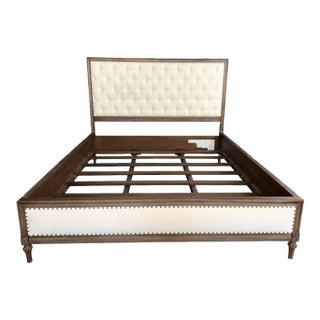 Restoration Hardware Maison Collection Fabric Diamond-Tufted California King Bed Frame For Sale