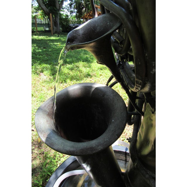 Metal ​Vintage Outdoor Garden Fountain of Sculpted Mid-Century Brass Musical Instruments- 6 Ft+ Kinetic Water Feature For Sale - Image 7 of 18