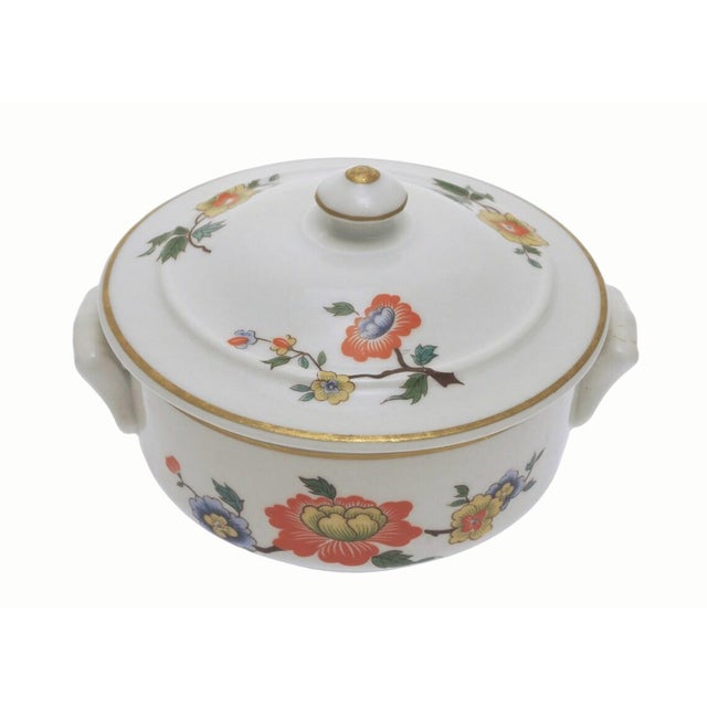 A charming set of six French petite lidded casserole dishes, perfect for individual portions. Imagine bringing a bowl of...