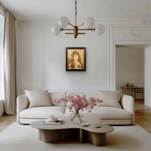 Alice Anne Renshaw, Portrait of a Young Lady with Springtime Flowers in Her Curls, Watercolour & Gouache, 1800s For Sale - Image 14 of 18