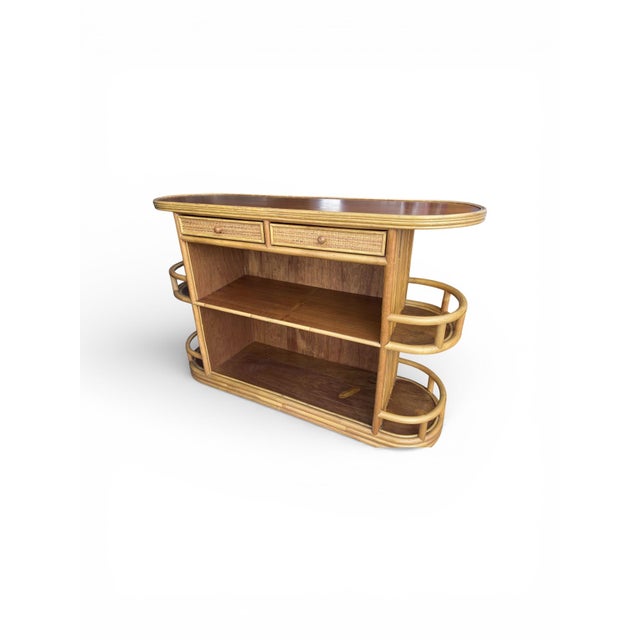 Wood Vintage Bamboo Bar With Cane Panels, Circa 1970s For Sale - Image 7 of 12