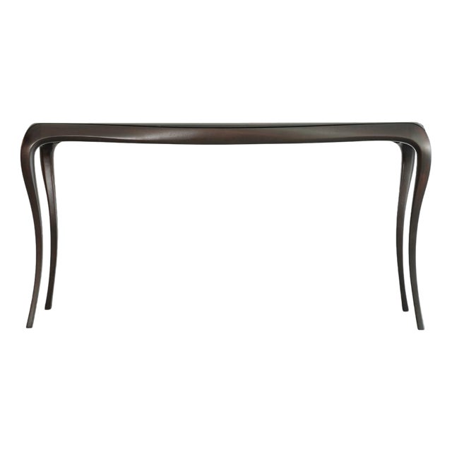 Sculpted Sapele Mahogany Console Table in Espresso, 1960s For Sale