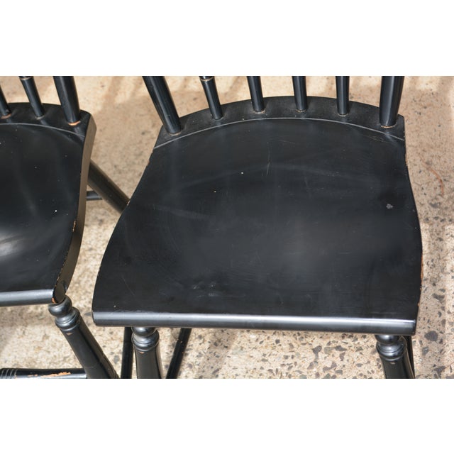 Late 20th Century Vintage S Bent Bros Hitchcock Style Black Stenciled Dining Chairs Set of 4 For Sale - Image 5 of 18