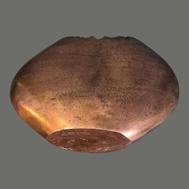 Metal Mid-Century Modern Arts & Crafts Style Rugged Edge Oval Copper Vase For Sale - Image 7 of 8