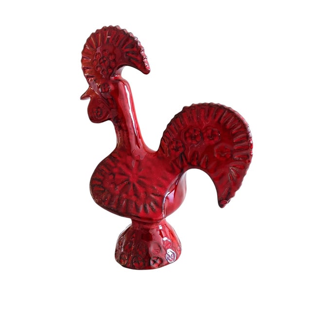 Red Glazed Ceramic Rooster by Aldo Londi for Bitossi, Italy, 1960s For Sale - Image 6 of 10