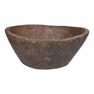 Vintage Indian Wooden Hand Carved Primitive Vessel Bowl For Sale
