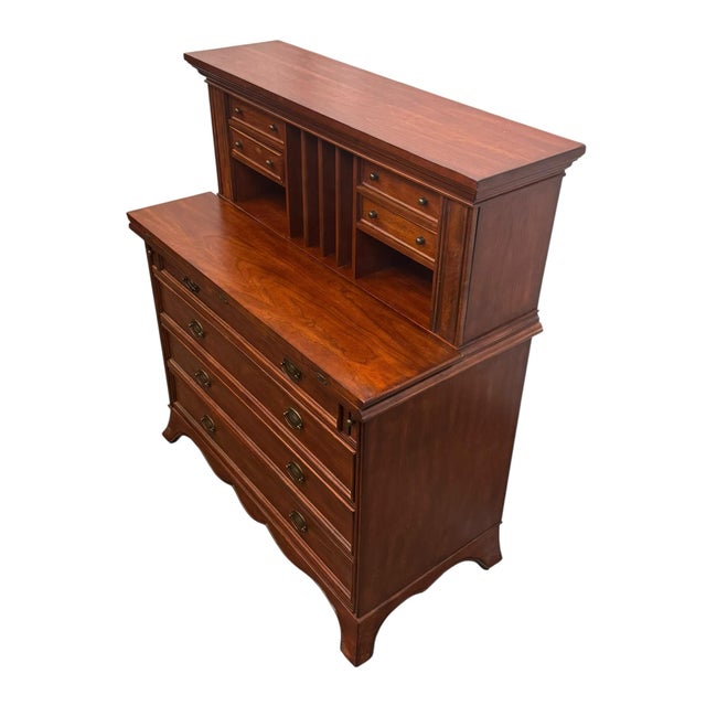 Vintage Traditional American Style Cherry Secretary Desk For Sale In Greensboro - Image 6 of 12