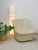 Vintage Cream Leather MCM Postmodern Swivel Glider Chair Pair 28" Wide For Sale In Tampa - Image 6 of 15